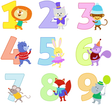 動物 ビニールマット 子供向けカラフルな数字 - TENSTICKERS