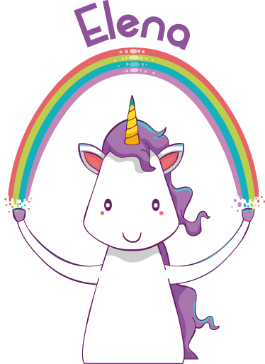 動物 ビニールマット ユニコーンと虹の名前入り - TENSTICKERS