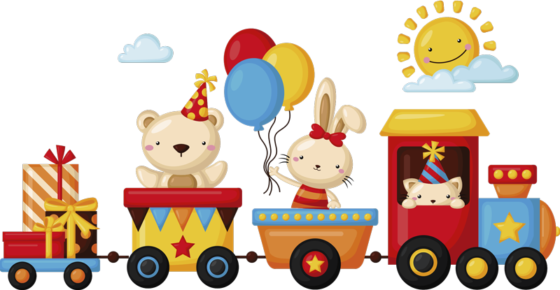 動物 ビニールマット 動物の列車 - TENSTICKERS