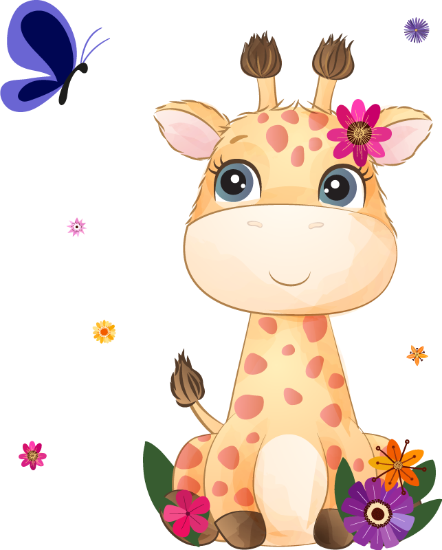 動物 ビニールマット 子供のための野生のアフリカ キリンの女の子 - TENSTICKERS