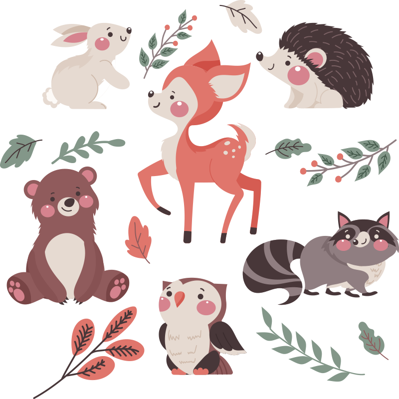 動物 ビニールマット 秋の森の動物 - TENSTICKERS