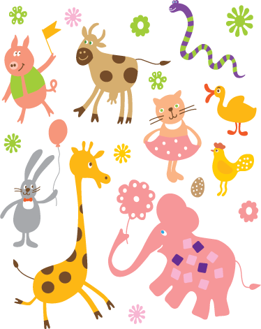 動物 ビニールマット カラフルな生き物 - TENSTICKERS