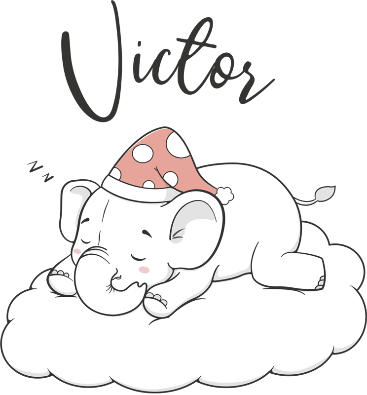 動物 ビニールマット 雲の上の名前入り象 - TENSTICKERS