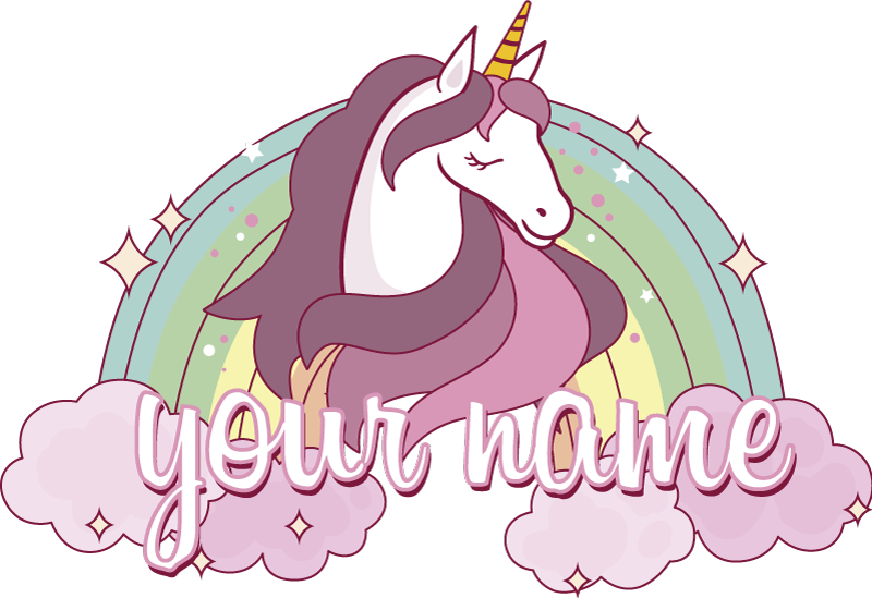 動物 ビニールマット 名入りピンクユニコーン - TENSTICKERS
