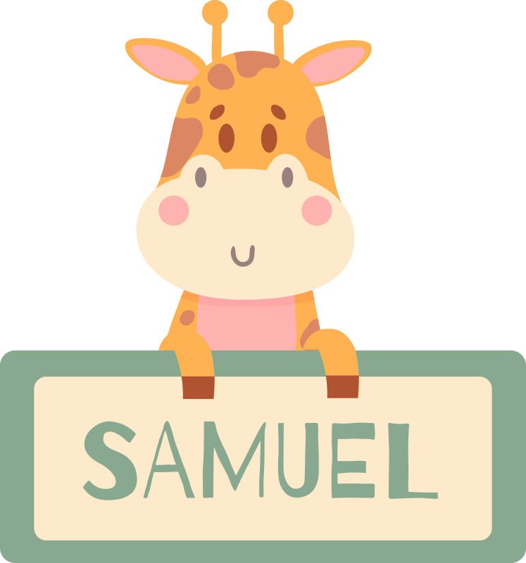 動物 ビニールマット 名前入りのキリンラベル - TENSTICKERS