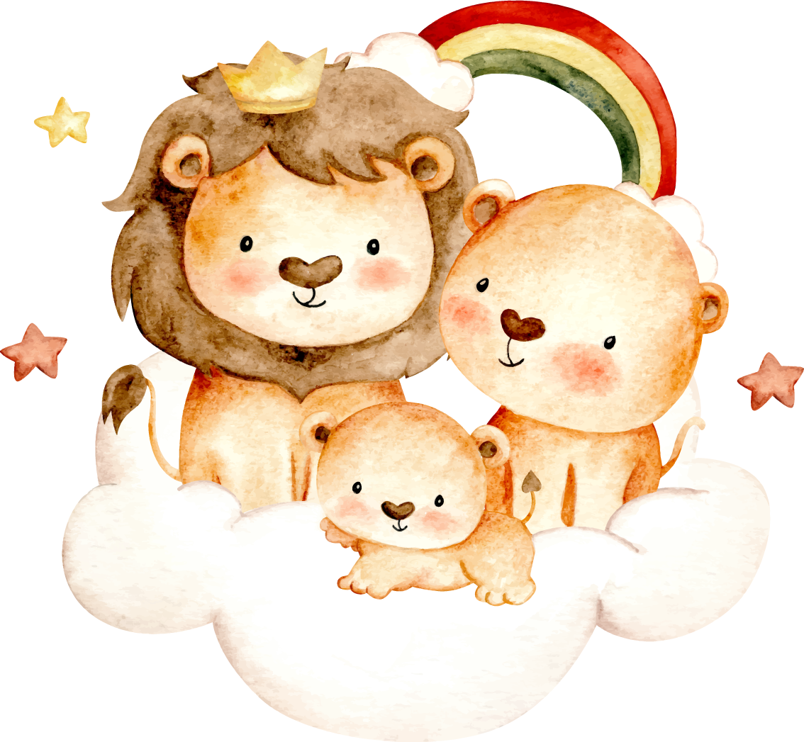 動物 ビニールマット 星と雲の赤ちゃん動物 - TENSTICKERS
