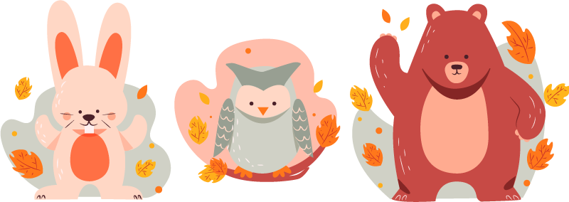 動物 ビニールマット クマとウッドラビット - TENSTICKERS
