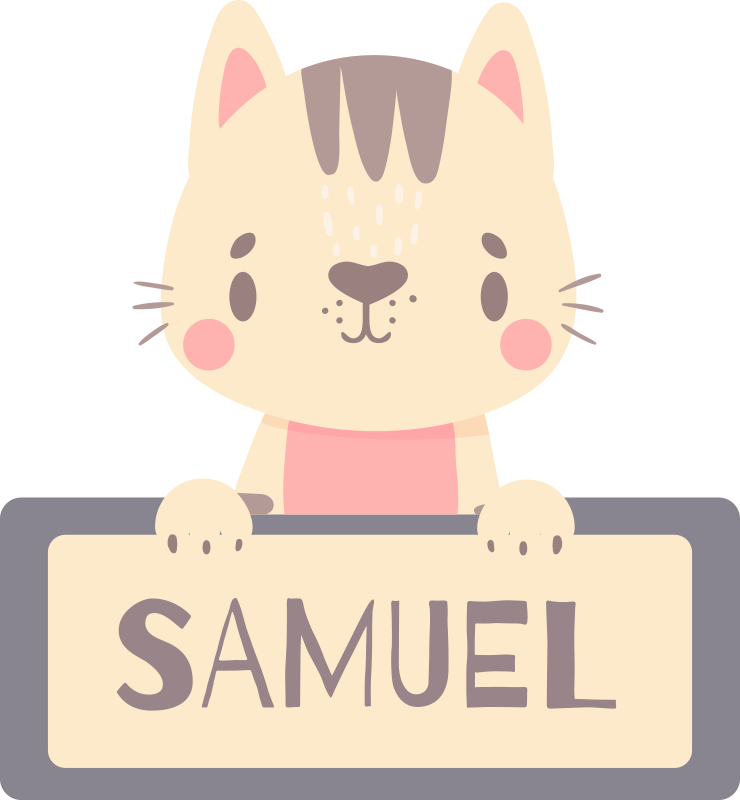 動物 ビニールマット 名前入り猫ラベル - TENSTICKERS