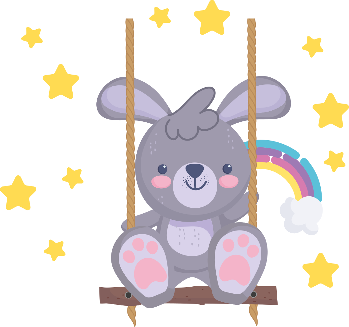 動物 ビニールマット 星空のブランコのウサギ - TENSTICKERS