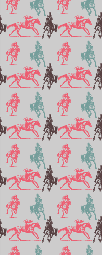 動物 ビニールマット グレー背景の馬模様の異なる色 - TENSTICKERS