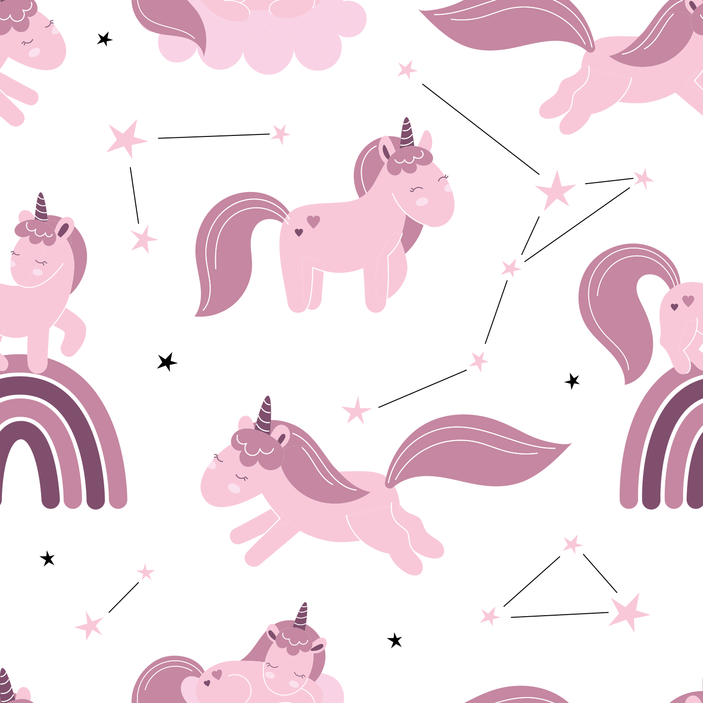 動物 ビニールマット ユニコーンと星座 - TENSTICKERS