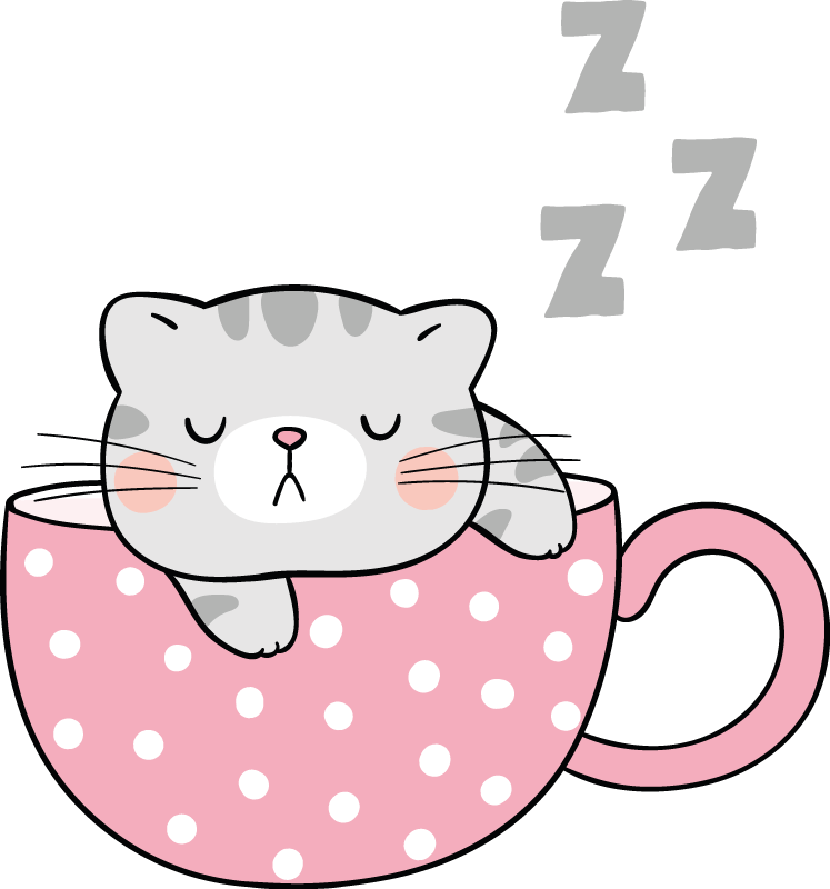 動物 ビニールマット 眠る猫のカップ - TENSTICKERS