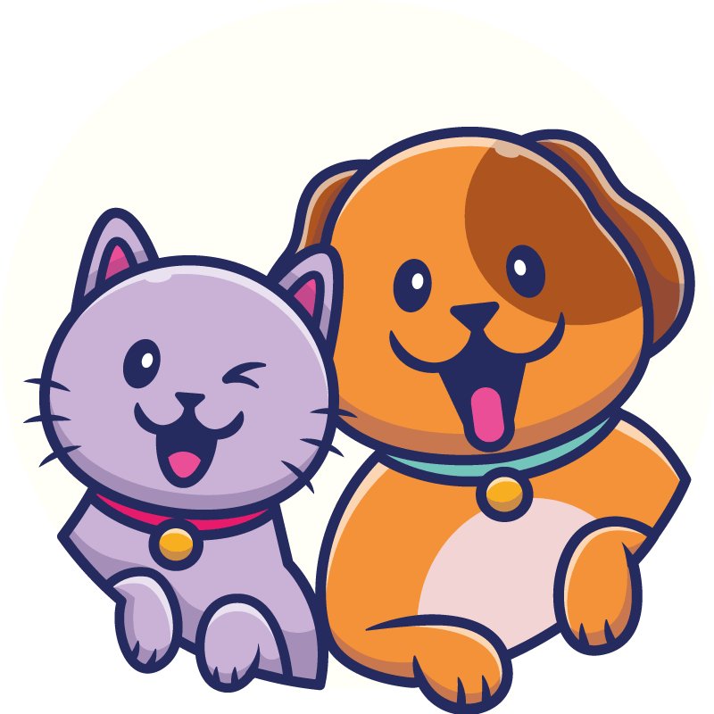 動物 ビニールマット 遊び心満載の猫と犬 - TENSTICKERS