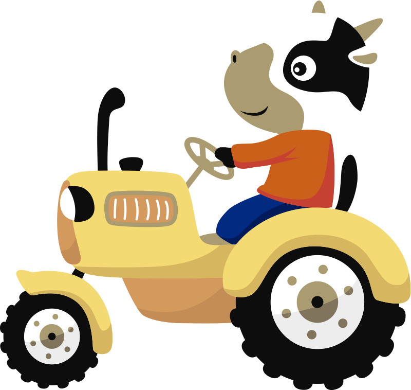 動物 ビニールマット トラクターに乗った牛 - TENSTICKERS