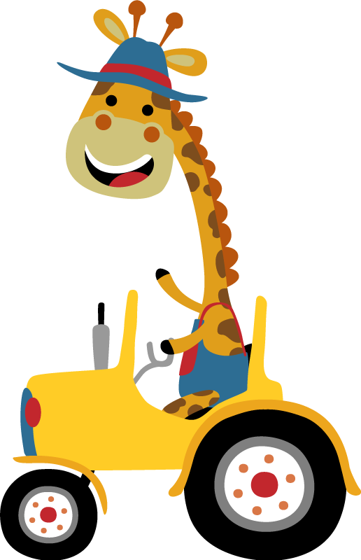 動物 ビニールマット ハッピーキリン トラクター - TENSTICKERS