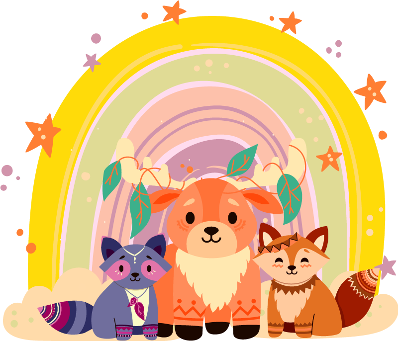 動物 ビニールマット 魅力的な生き物トリオ - TENSTICKERS