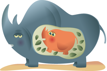 動物 ビニールマット 妊娠中のサイの母親 - TENSTICKERS