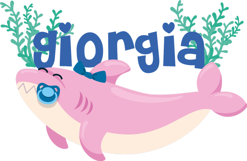動物 ビニールマット 女の子の名前入りベイビーシャーク - TENSTICKERS