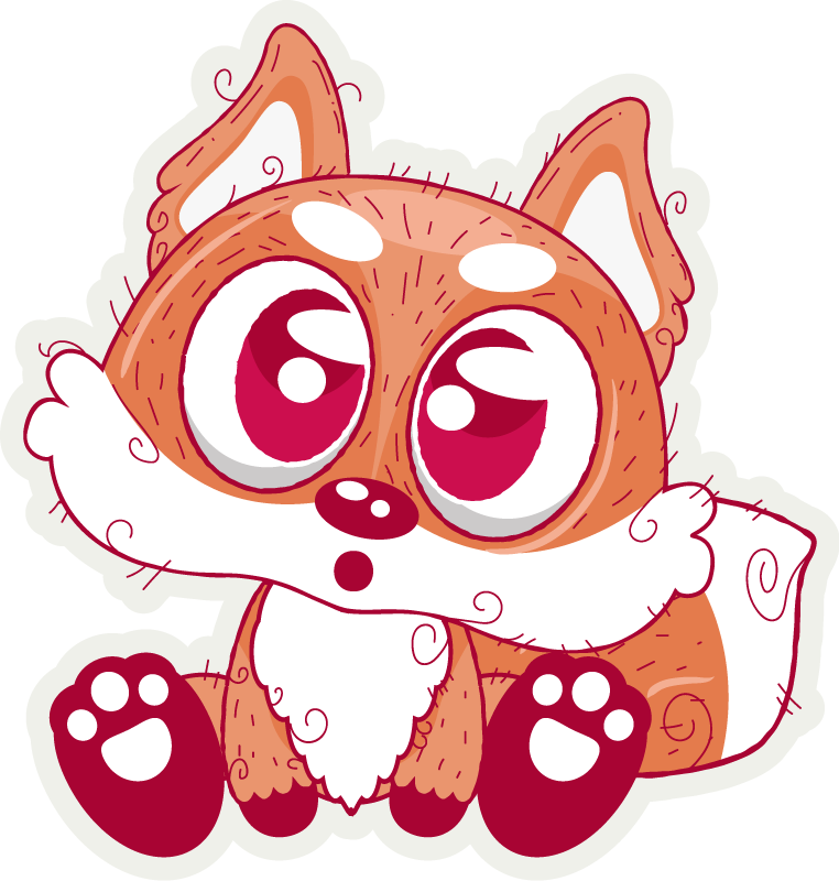 動物 ビニールマット 可愛いアニメのキツネ - TENSTICKERS