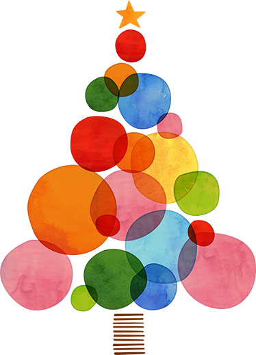 クリスマスの壁画カラフルな水彩画 - TENSTICKERS
