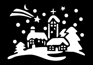 クリスマスの壁画白黒の町 - TENSTICKERS