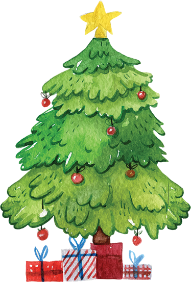 クリスマスの壁画プレゼントのある木 - TENSTICKERS