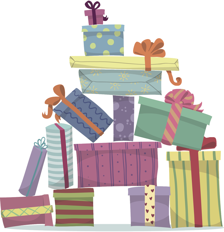クリスマスの壁画贈り物の山 - TENSTICKERS