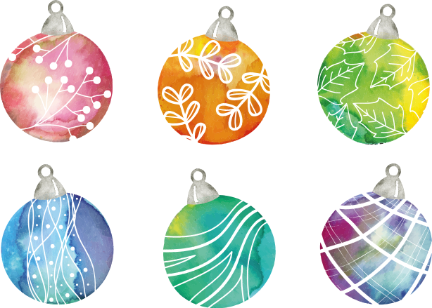 クリスマスの壁画水彩のクリスマスボールオーナメント - TENSTICKERS