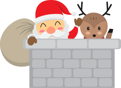クリスマスの壁画 サンタとトナカイ - TENSTICKERS