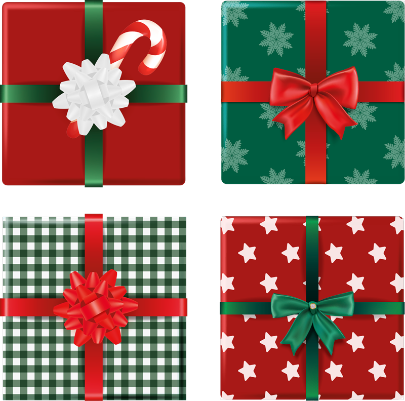 クリスマスの壁画ギフトボックスパックタイル - TENSTICKERS