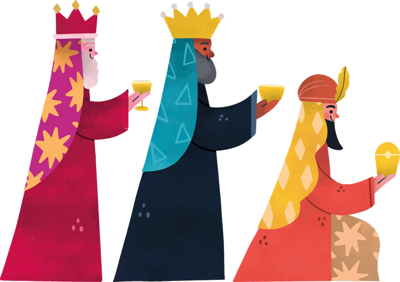 クリスマスの壁画 水彩画の三人の王 - TENSTICKERS