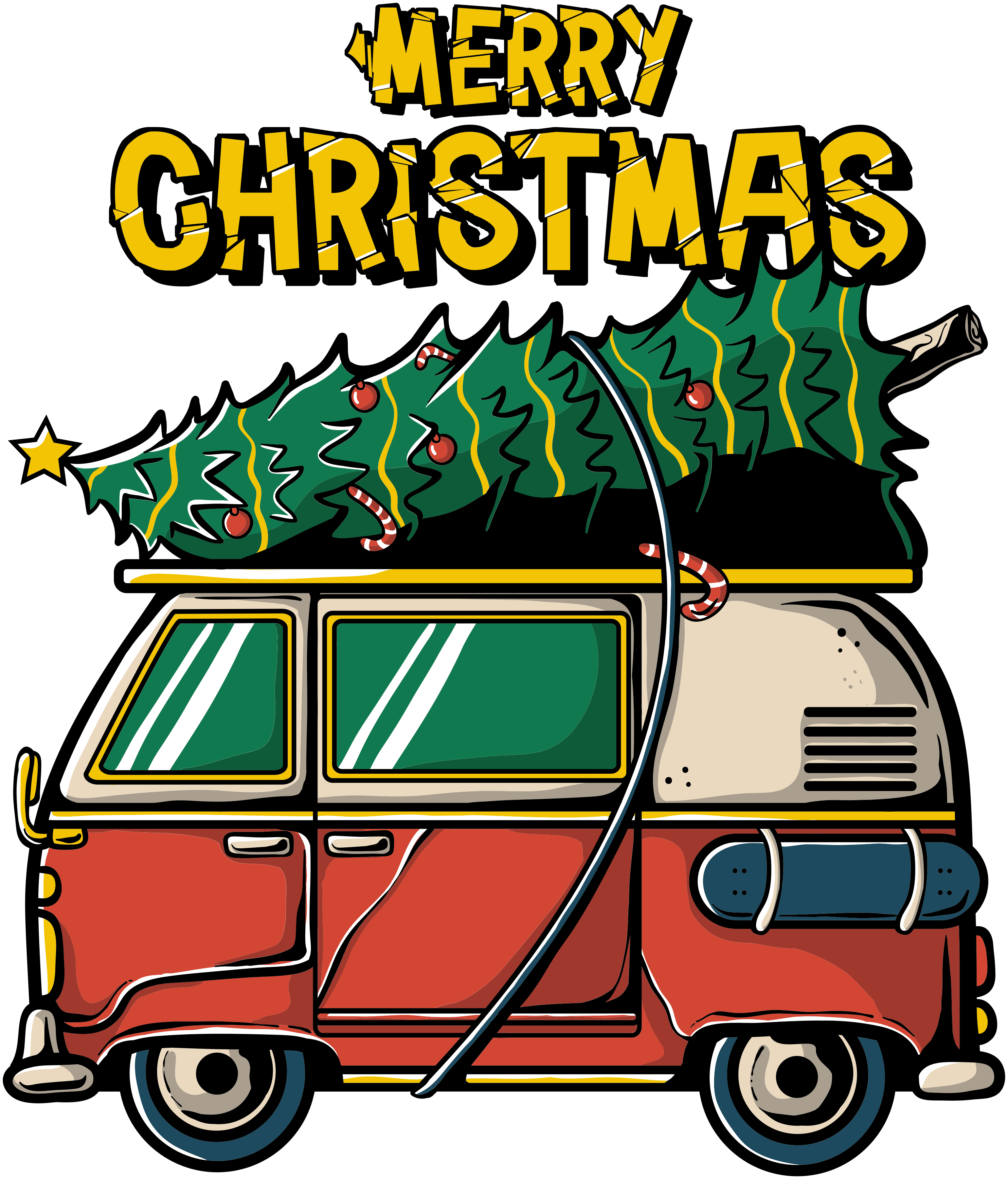 クリスマスの壁画サンタの車 - TENSTICKERS