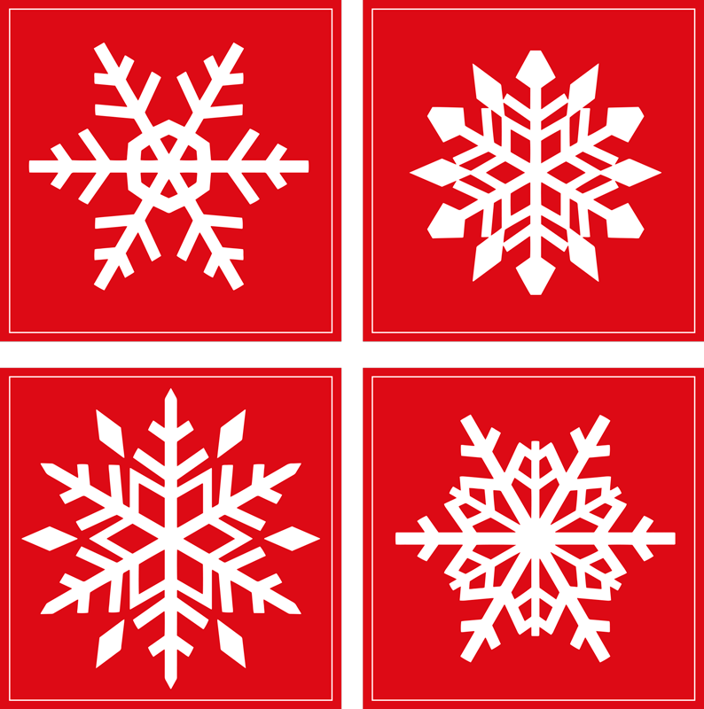クリスマスの壁画赤い雪の結晶タイル - TENSTICKERS