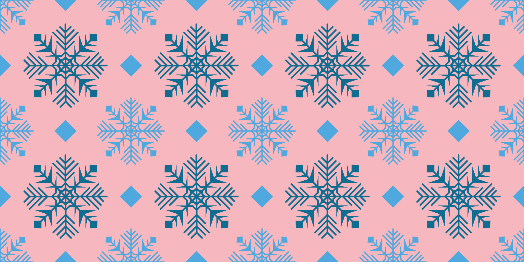 クリスマスの壁画 ピンクとブルーの雪の結晶パターン - TENSTICKERS