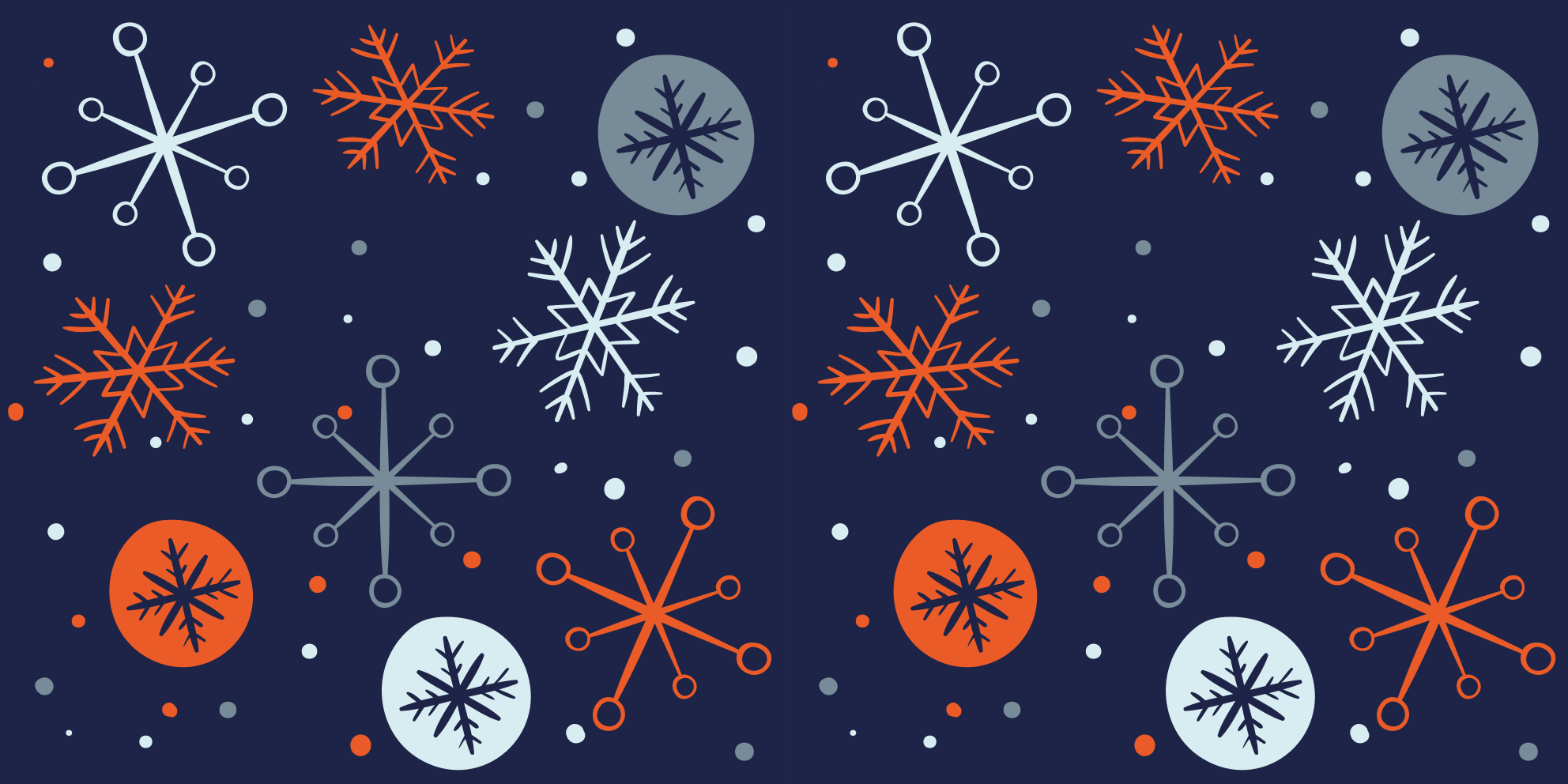 クリスマスの壁画青とオレンジの雪の結晶 - TENSTICKERS