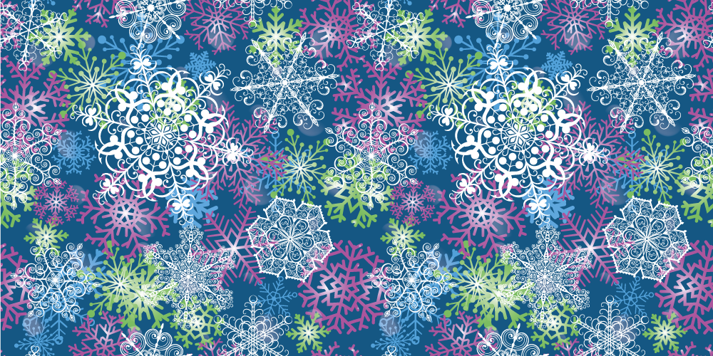 クリスマスの壁画青い背景の雪の結晶 - TENSTICKERS