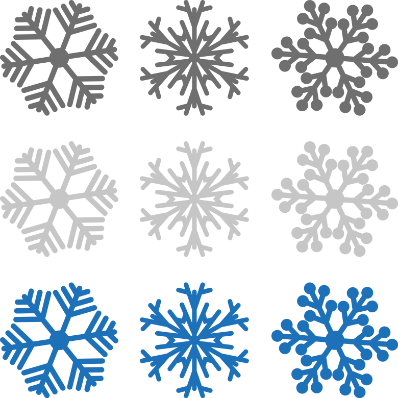 クリスマスの壁画　グレーと青の雪の結晶 - TENSTICKERS