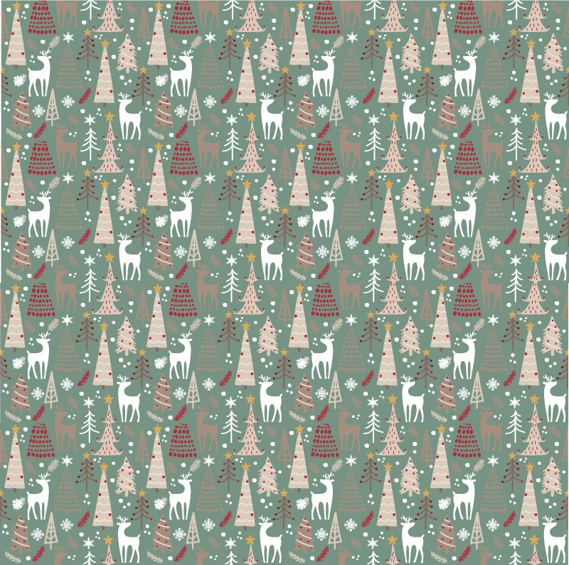 クリスマスの壁画クリスマスの森のパターン - TENSTICKERS