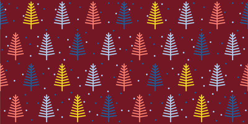クリスマスの壁画カラフルな松の木模様 - TENSTICKERS