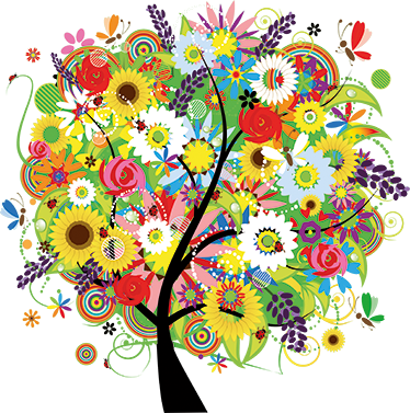 花と植物の壁画夏の木 - TENSTICKERS