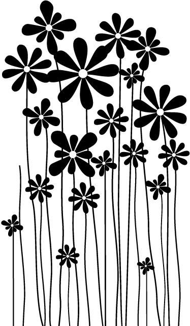 花と植物の壁画大きな黒い花 - TENSTICKERS
