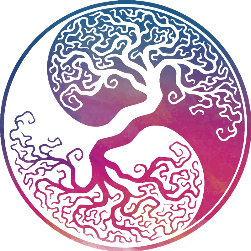 花と植物の壁画陰陽の木の命 - TENSTICKERS