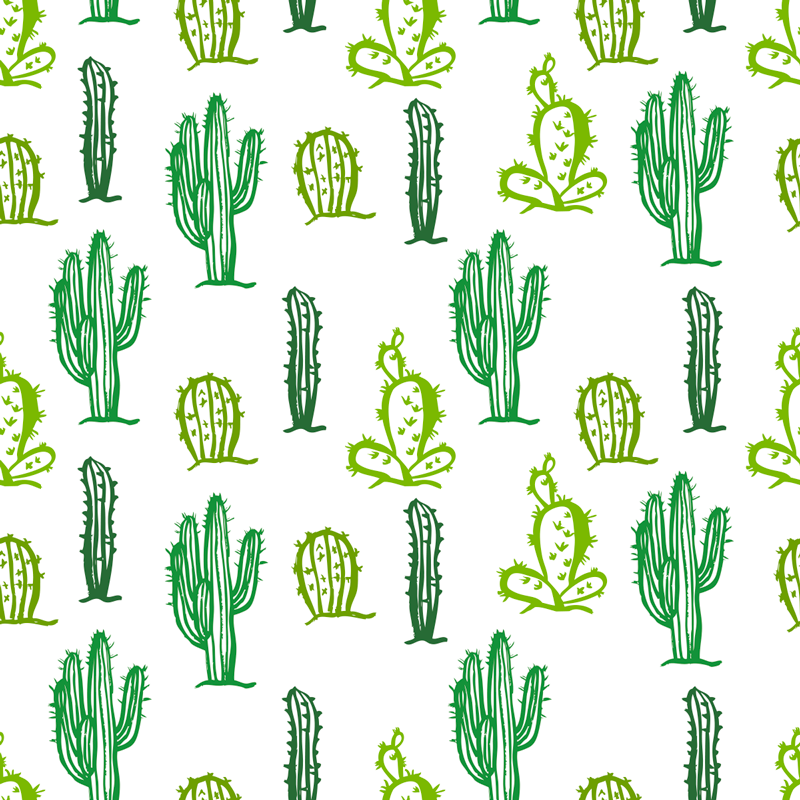 花と植物の壁画グリーンカクタススタイル - TENSTICKERS