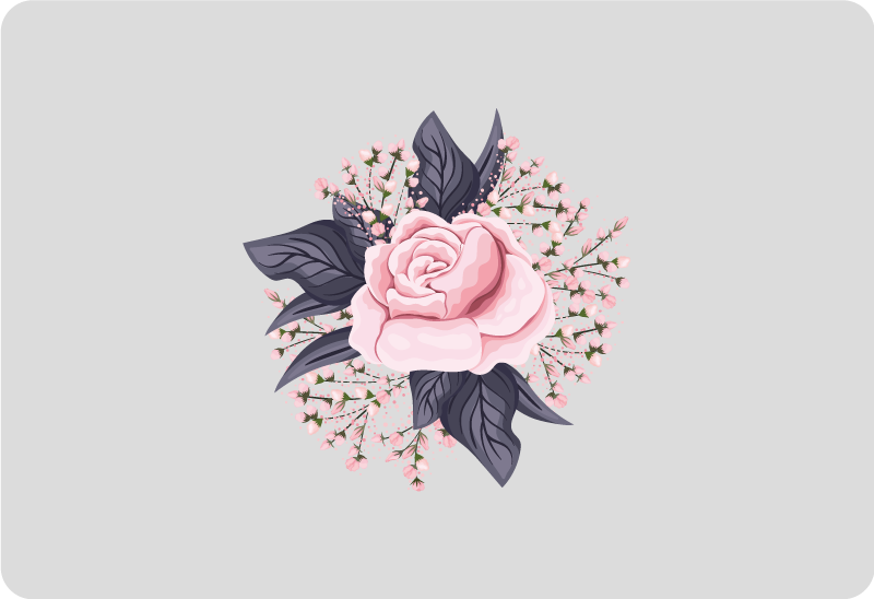 花と植物の壁画ピンクの素晴らしいデザイン - TENSTICKERS