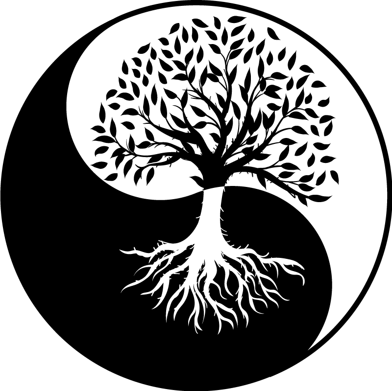 花と植物の壁画生命の木の陰陽 - TENSTICKERS