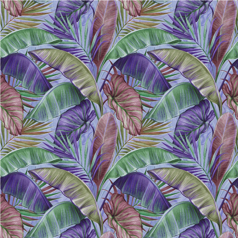 花と植物の壁画紫色の葉のデザイン - TENSTICKERS