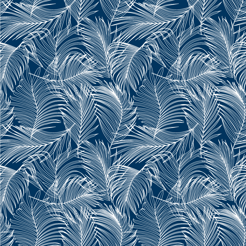 花と植物の壁画優雅な青い葉 - TENSTICKERS
