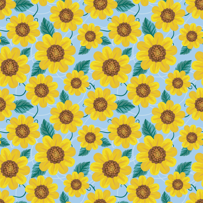 花と植物の壁画ひまわりのモチーフ - TENSTICKERS