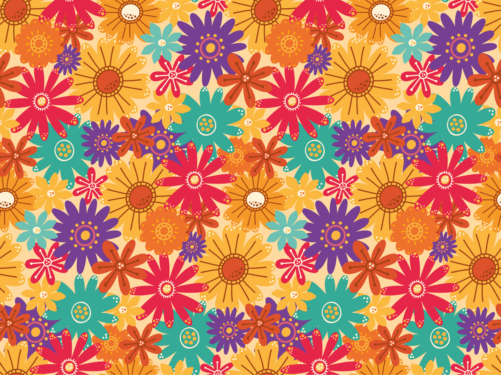 花と植物の壁画たくさんの花 - TENSTICKERS