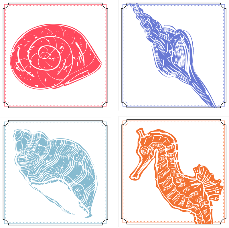 花と植物の壁画海洋生物のモチーフ - TENSTICKERS